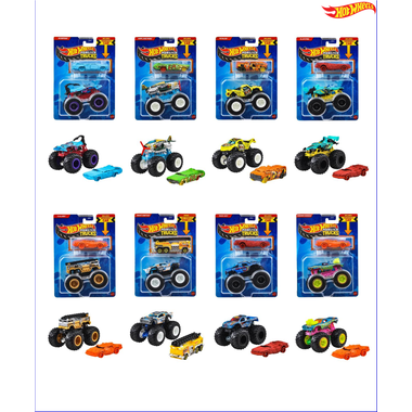 【予約】JJT52  HW モンスタートラック + ダイキャストカー スコーピード/クラッシュド・ワゴン - フラットアイアン