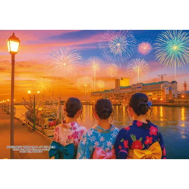 【メーカー取寄】300-457 300Pジグソー 日本の都市101 北海道釧路市「釧路大漁どんぱく花火大会」（イラスト）