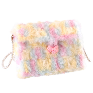 【予約】83049 おうちファクトリー　最強かわいいモフモフポシェットパステルレインボー