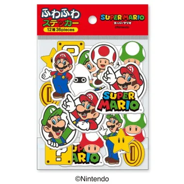 【メーカー取寄】スーパーマリオ　ふわふわステッカー