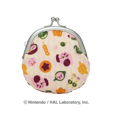 【メーカー取寄】星のカービィ　ふわふ和コレクション ちりめん カービィともぐもぐ和菓子 ①ちりめんがま口