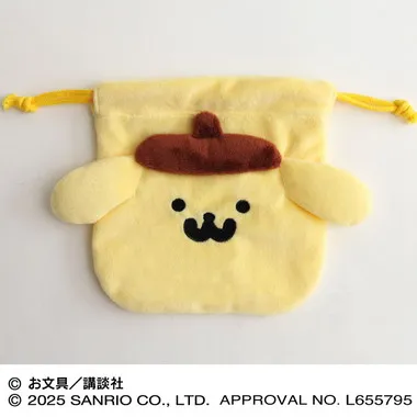 |メーカー品切れ中|【メーカー取寄】もふもふフェイス巾着 ①ポムポムプリン