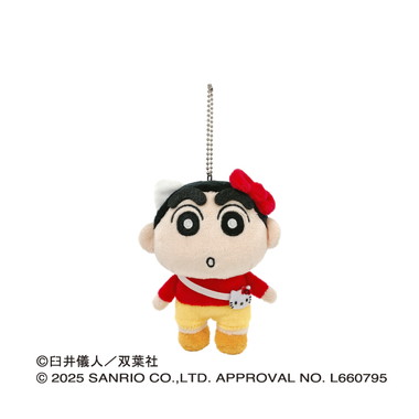 |メーカー品切れ中|【メーカー取寄】クレヨンしんちゃん×サンリオキャラクターズ ぬいぐるみマスコット①しんちゃん（ハローキティ）赤