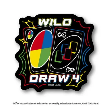 【メーカー取寄】ダイカットステッカーミニ　WILD・DRAW4 UNO