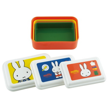 【メーカー取寄】ＳＬＵＳ３ 入れ子式シール保存容器３Ｐ ミッフィー