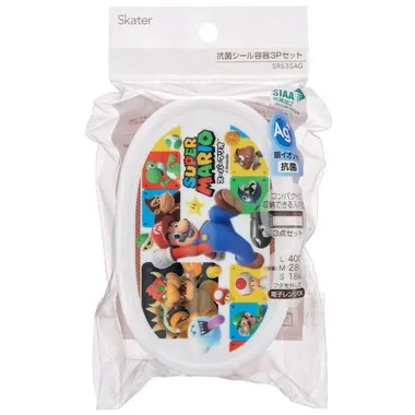 【メーカー取寄】ＳＲＳ３ＳＡＧ 抗菌シール容器３Ｐセット スーパーマリオ２３