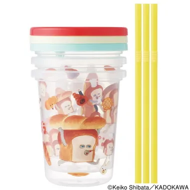 【メーカー取寄】ＳＩＨ３ＳＴ ストロー付タンブラー３個　パンどろぼう