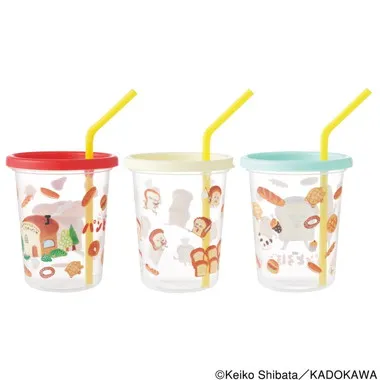【メーカー取寄】ＳＩＨ３ＳＴ ストロー付タンブラー３個　パンどろぼう