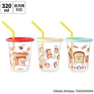 【メーカー取寄】ＳＩＨ３ＳＴ ストロー付タンブラー３個　パンどろぼう