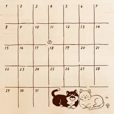 【メーカー取寄】TSW-160 いろどりはんこ　ねこ　月間カレンダー