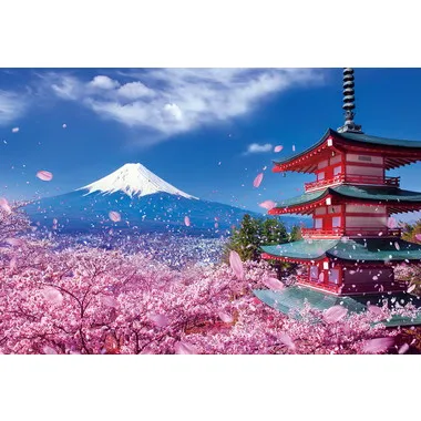 |メーカー品切れ中|【メーカー取寄】300-057 富士と桜舞う浅間神社