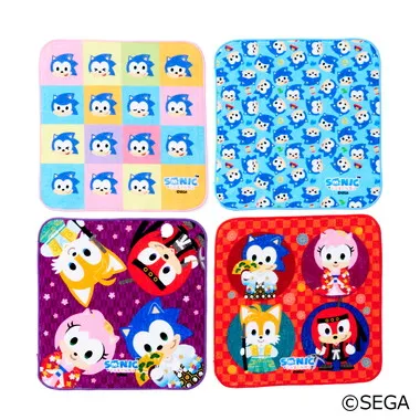 SONIC＆FRIENDS ハンドタオルA　(ソニック　マス目)