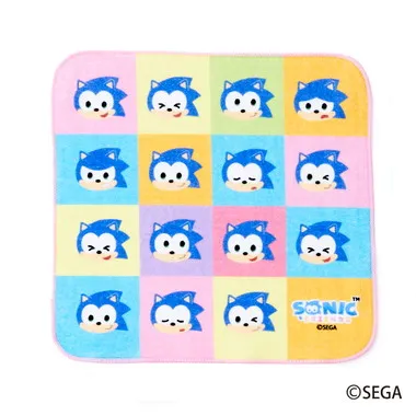 SONIC＆FRIENDS ハンドタオルA　(ソニック　マス目)